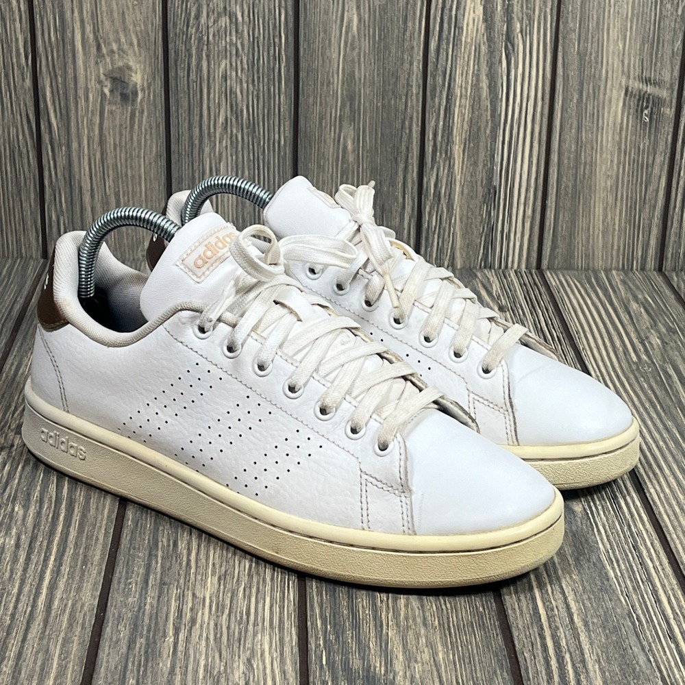 Adidas‎ Advantage Sneakers Women 8.5 White Rose Gold F36223 Tennis Shoes